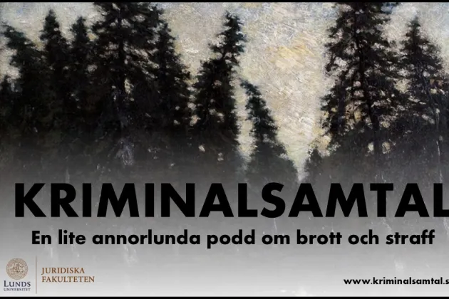 Trees in the  background of the titel of the podcast. Illustration.