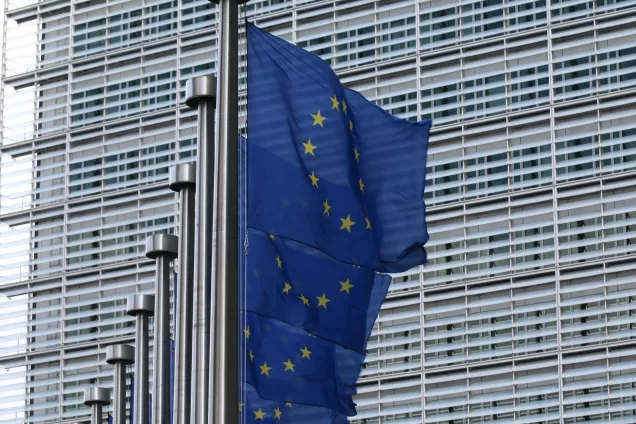 EU-flags in Brussels. Photo.